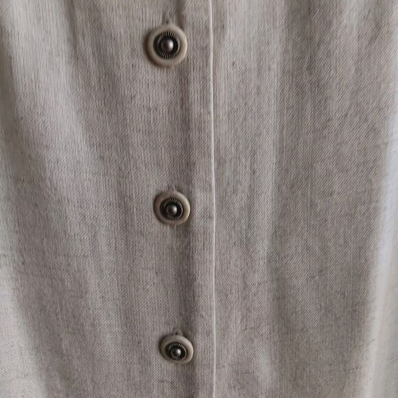 Vintage 90s John Roberts Maxi Dress  Sz S Sleeveless Tan Linen Blend Lagenlook - Picture 7 of 11